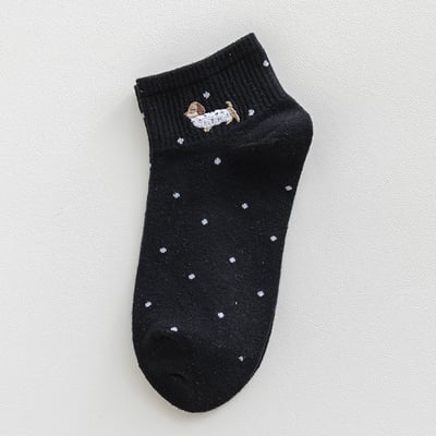 臘腸狗夏季薄款 波點短筒船襪 496