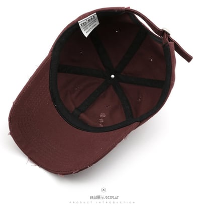 日系復古破洞鴨舌帽 純色棒球帽 防曬遮陽帽 百搭帽 時尚個性休閒帽  帽子 防曬帽 遮陽帽 n6003514