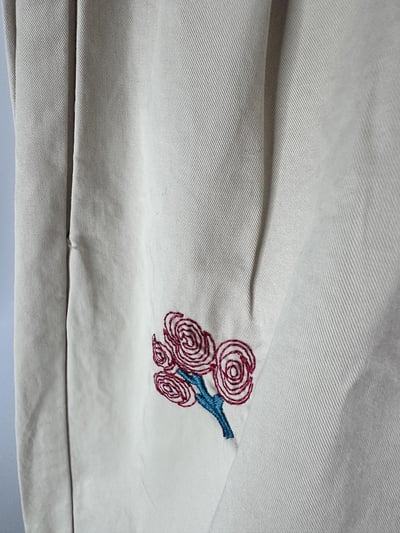 文藝風刺繡高腰闊腿褲 女 春夏新款 復古休閒褲 寬鬆顯瘦 落地褲 ins風 外貿長褲 垂墜感 氣質 百搭 褲子 n600537