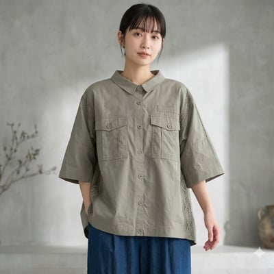 蕾絲拼接寬版襯衫 乾爽棉質 成熟女性風  j13014