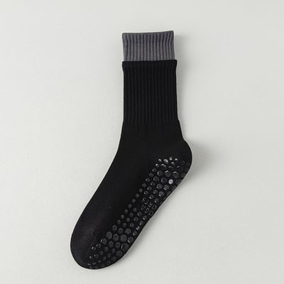 秋冬季吸汗運動襪 女士瑜伽點膠防滑 拼色長襪   n1077