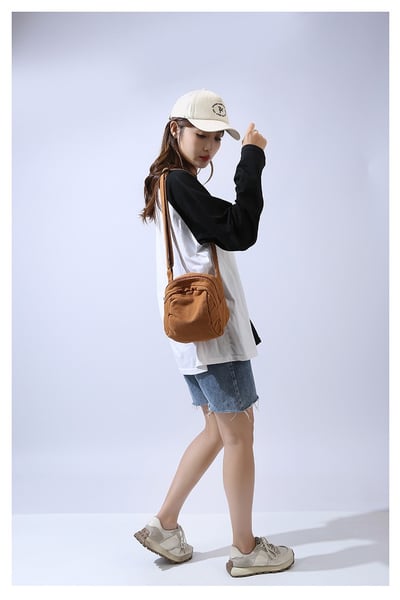 原宿風ins少女 水洗帆布包 單肩斜挎貝殼包 5474