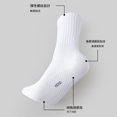 男款中筒襪運動襪 按摩底襪 吸汗透氣棉襪   n1302