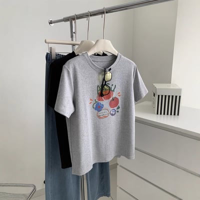 南瓜派對 精梳棉印花T恤 韓系圓領短袖上衣  n7391