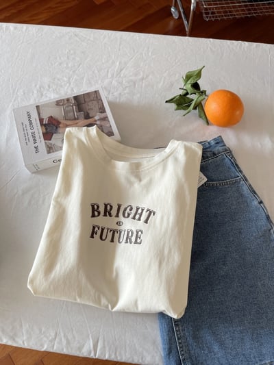 春夏小清新 BRIGHT 印花 短袖T恤 韓系日系 純棉透氣 字母上衣 寬鬆顯瘦 韓感 ins百搭 學生 n600011