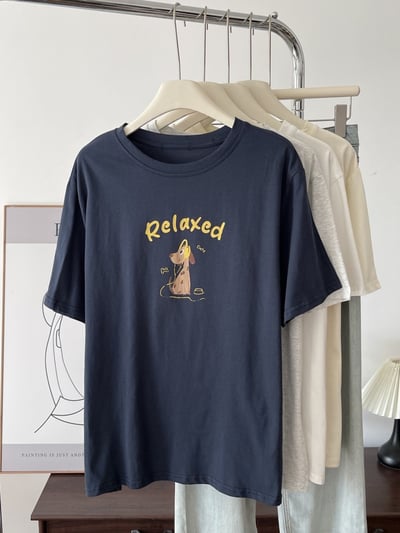 韓版純棉卡通長袖T恤 女圓領休閒上衣  百搭 舒適 可愛 日系 韓系 潮流 n600057