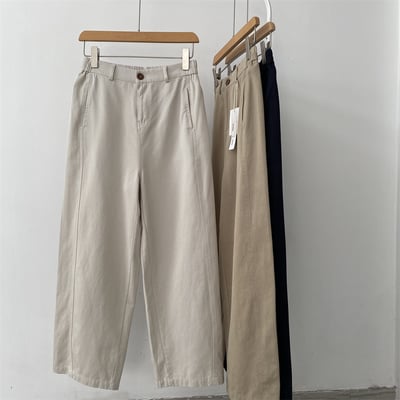 棉寬鬆休閒褲 高腰顯瘦 百搭闊腿九分褲 春秋款 休閒 時尚 潮流 女褲 百搭 舒適n600131