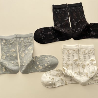 春夏小清新碎花中筒襪  352