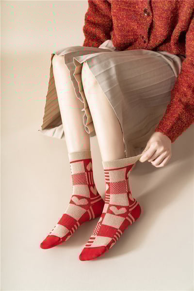 紅色喜慶中筒襪 126