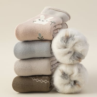 (冬襪) 厚毛圈襪 加厚保暖插畫襪 居家睡眠襪 n1035