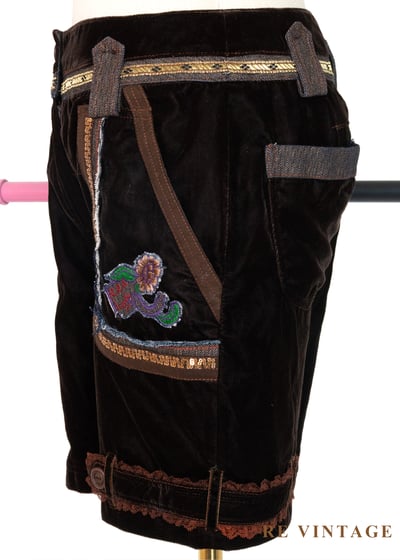 深棕色金線序章絨布短褲（26"）9