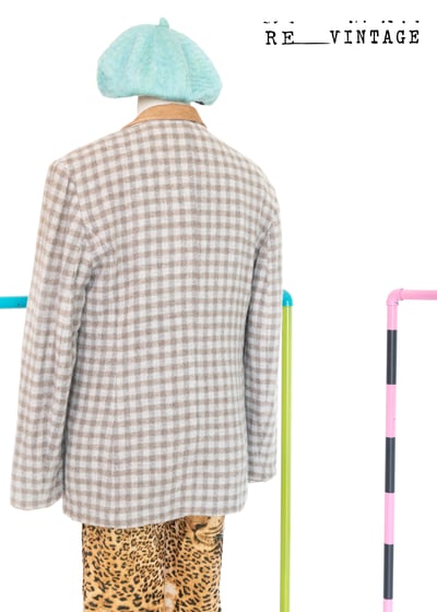 淺棕灰色泰迪熊格子西裝外套4