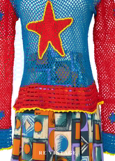 塗鴉星星毛線網狀上衣3