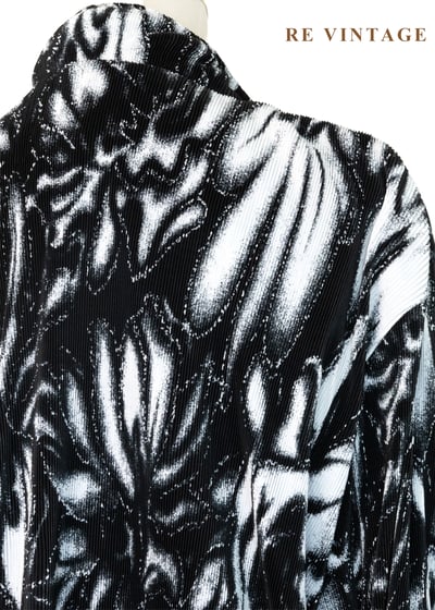 韓國製- 花印墨影翻湧褶紋外套13