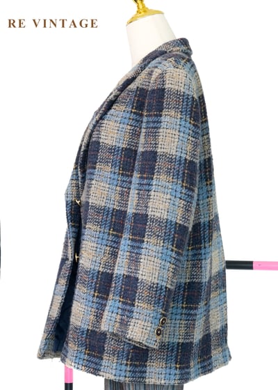 海洋藍系重磅粗花格紋西裝外套8