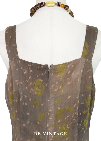 茶墨落葉不規則暈染長洋裝13