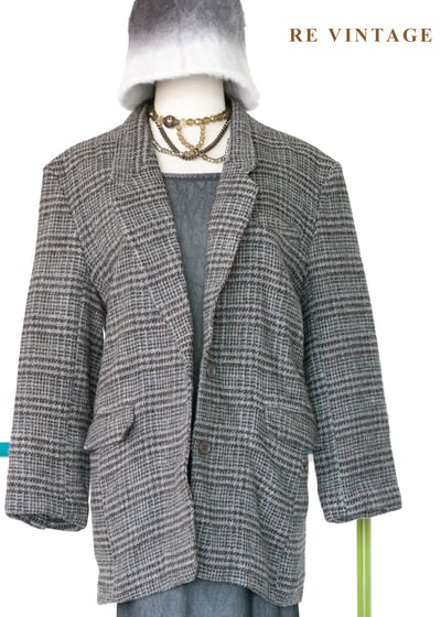 暮色灰圖書館格紋西裝外套3