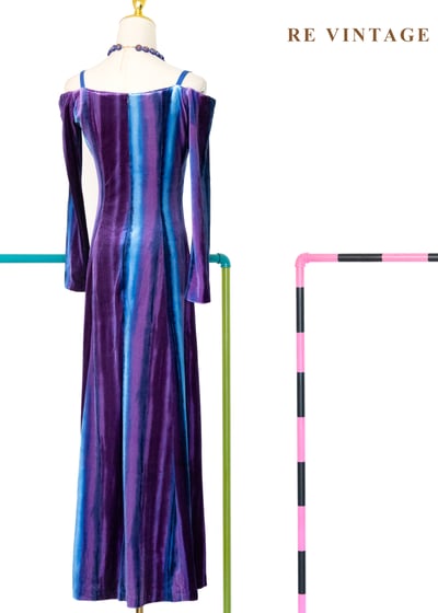 極光極限 - 迷幻漸層線條垂墜領長洋裝11