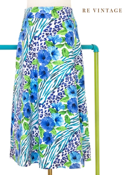 海島放肆夏天藍花中長裙（26"）1