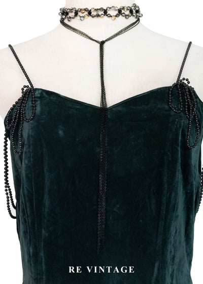 祖母綠精靈女王華麗黑珠細肩帶洋裝7