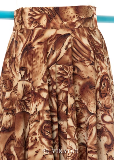 黃棕色樹林圖騰中長裙（24-25")3