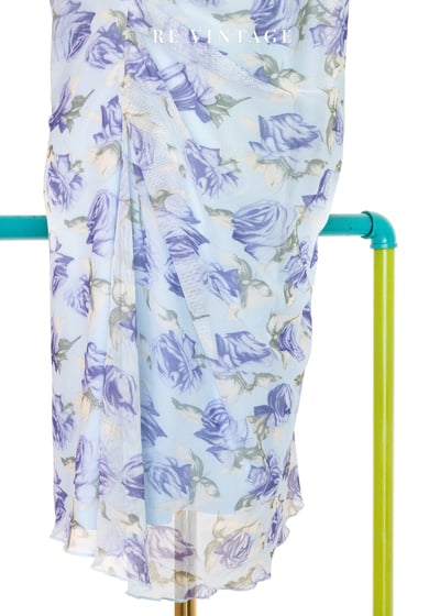 水藍玫瑰網紗細肩帶洋裝8