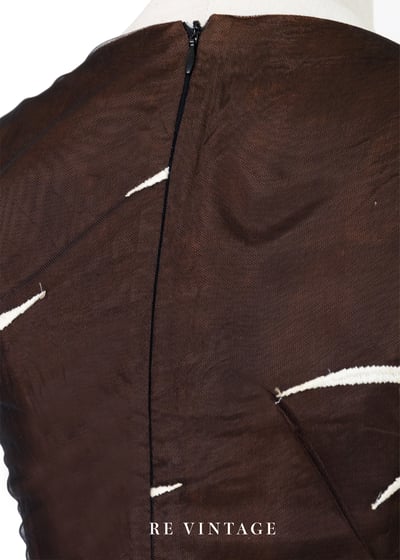 白花香氣咖啡棕網紗迷你洋裝15