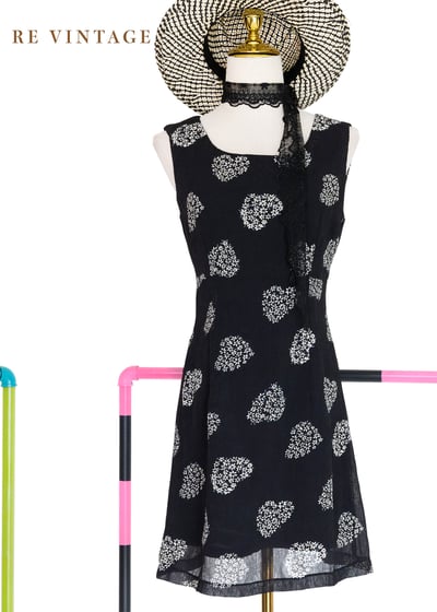 花心黑雨愛心小花迷你洋裝1