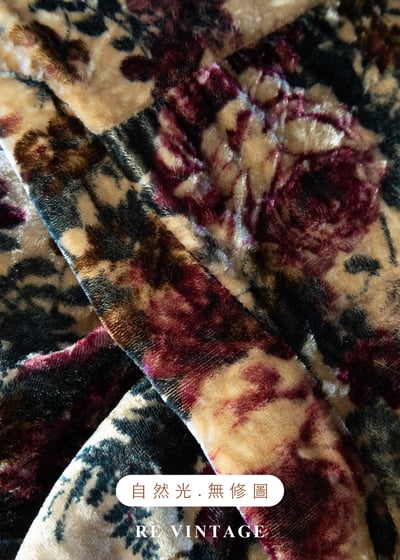 酒紅玫瑰琥珀滿版繁花絨布長洋裝19