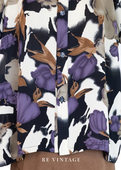 神秘紫花復古冷靜短袖上衣2