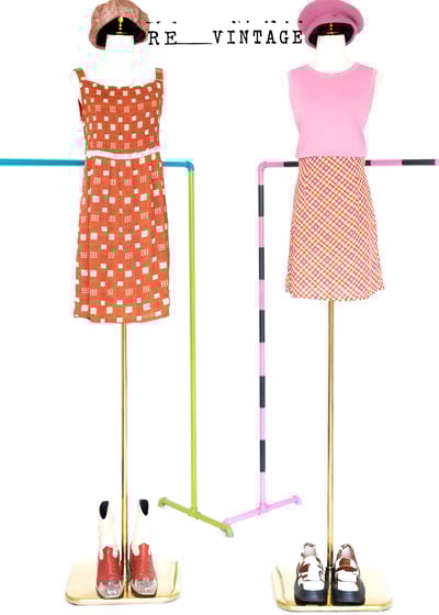 酒紅色小格紋甜美洋裝2