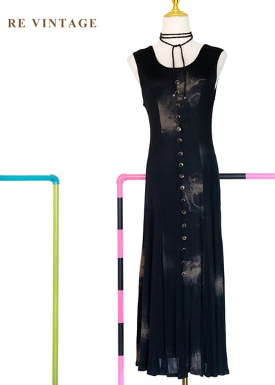 潑墨暈染排釦唯美長洋裝1