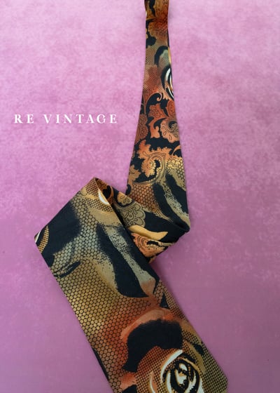 巴洛克式浪漫焦糖色玫瑰印花領帶7