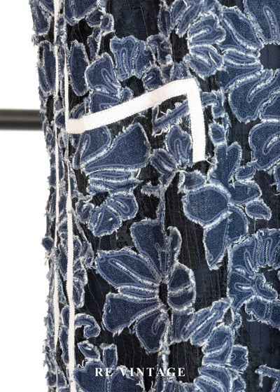 靛藍花瓣堆疊黑蕾絲洋裝8