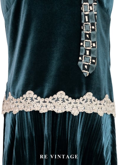 套裝組合 -深湖水綠壓褶絨布背心10