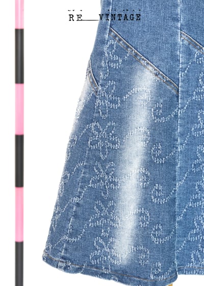 風吹來一朵小花牛仔中長裙（28"）3