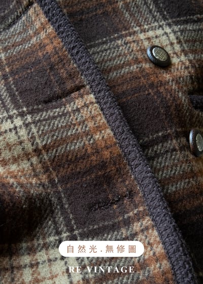 冬日壁爐 - 深褐色格紋毛呢背心16