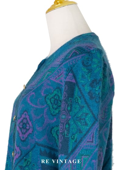 日本製 - 藍綠色秘密圖紋迷宮針織外套9