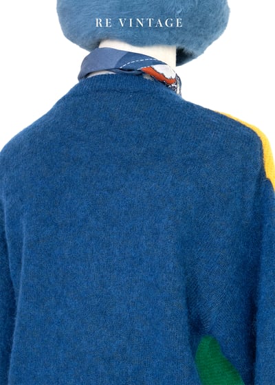 海洋藍藍彩色方塊海馬毛針織毛衣9