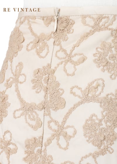 毛線小花米白色及膝裙（26"）9