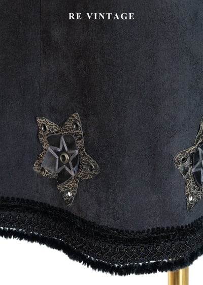 星軌觀測者 - 皮革小花深灰色中長裙（26"）4