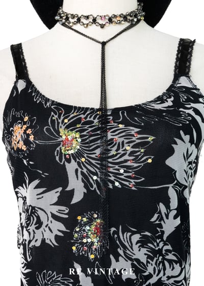 繁花餘燼 -亮片花卉透膚背心3