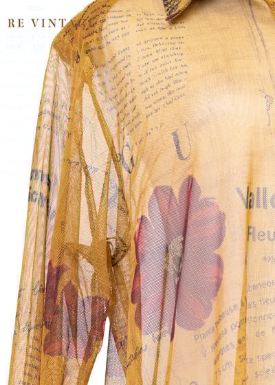 焦糖黃大紅花網紗長版襯衫4