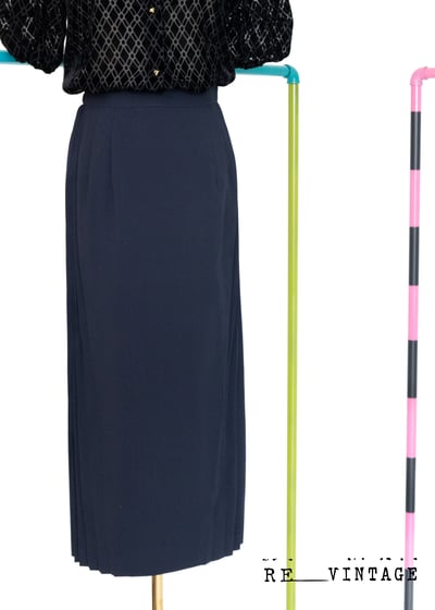 千層百褶氣質深藍色中長裙5