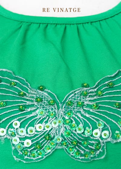 油綠色小蝴蝶棉質背心3