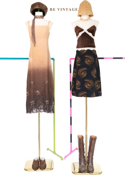 咖啡漸影花香韻味長洋裝2