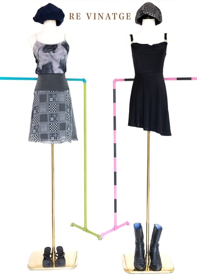 無限格紋深藍點點雪紡短裙2