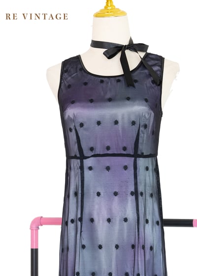 Black Flower 網紗雙色光影長洋裝3