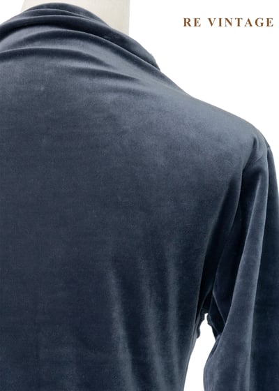 縫線邊界藍灰色絨布上衣10
