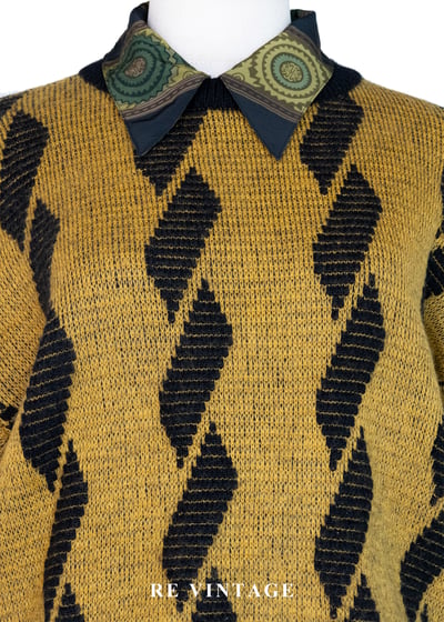 黑黃色螺旋紋路針織毛衣3